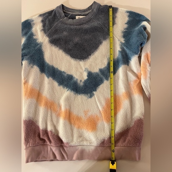 FEAT chevron fleece tie-dye sweatshirt crewneck sz M comfy streetwear - Picture 5 of 6